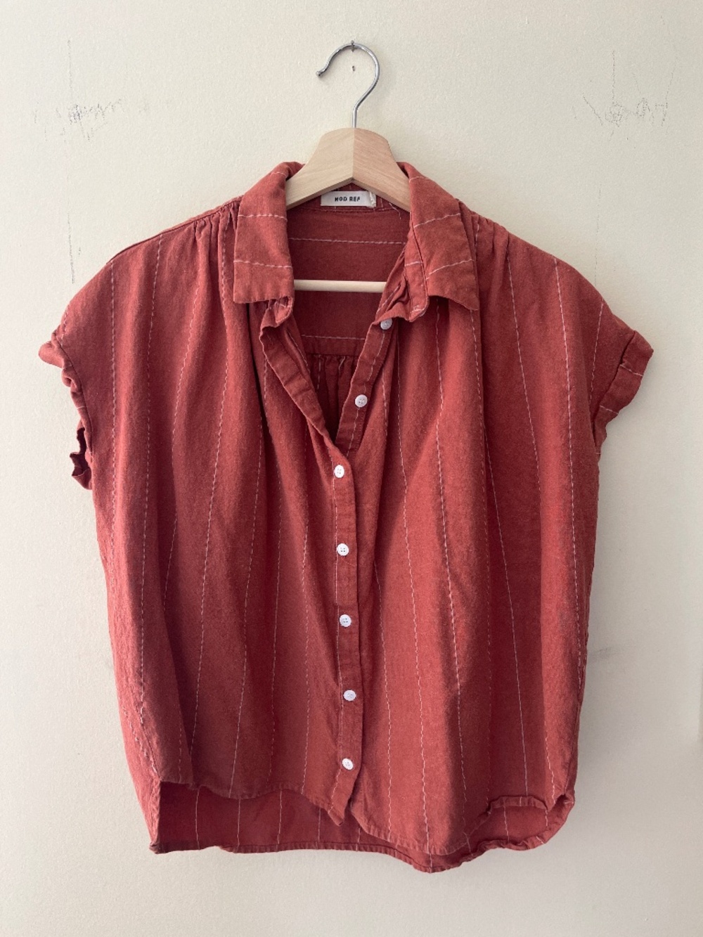 Mod Ref Linen Blend Button Down Top